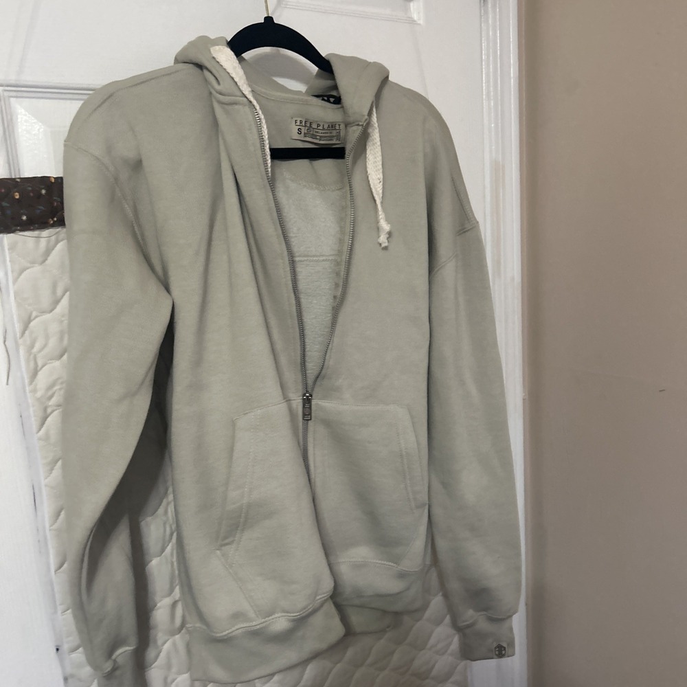 NWT Free Planet‎ Hoodie Full Zip Sweatshirt Mens S Beige Gorpcore Outdoor Wear